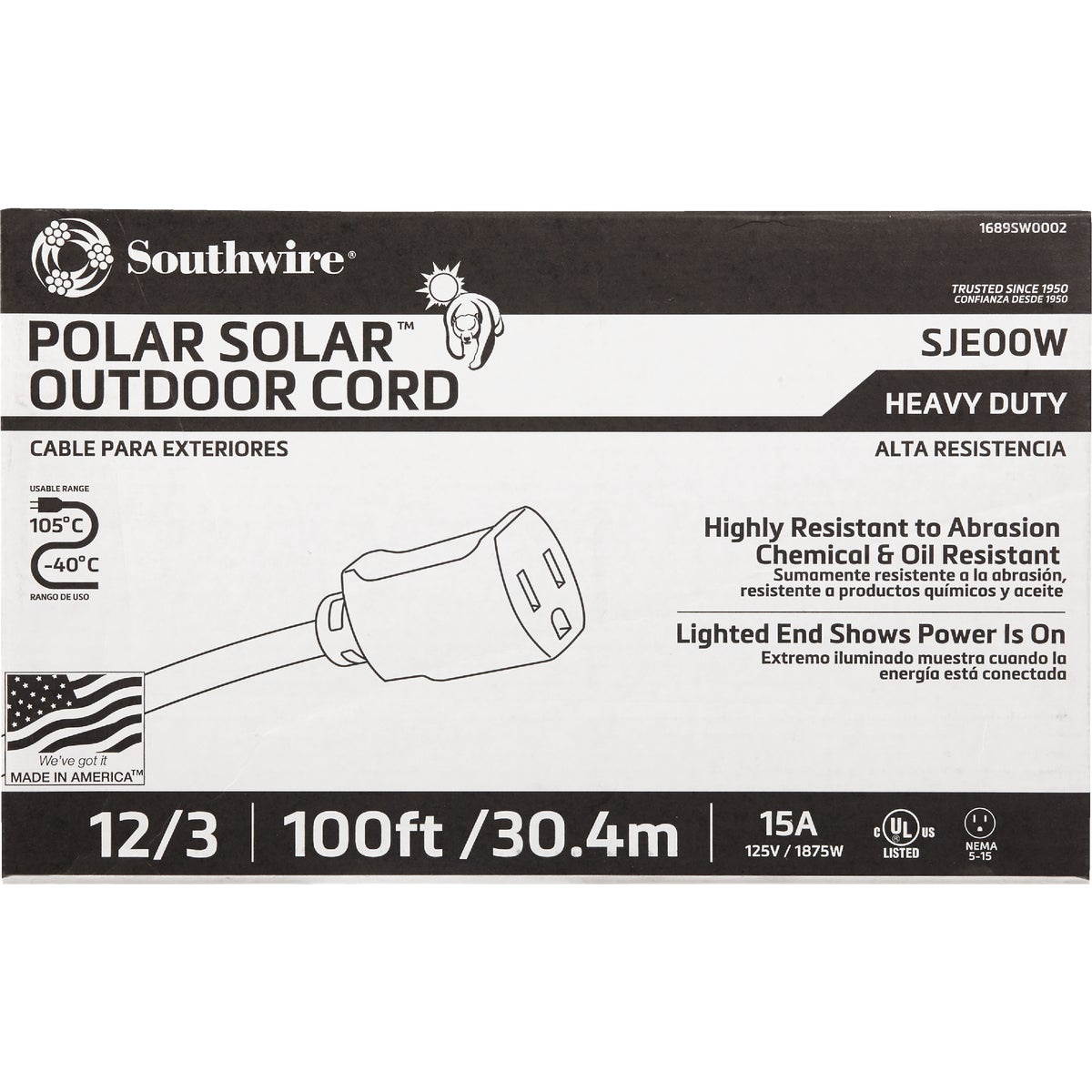 Coleman Cable 100 Ft. 12/3 Cold Weather Extension Cord 1689SW0002