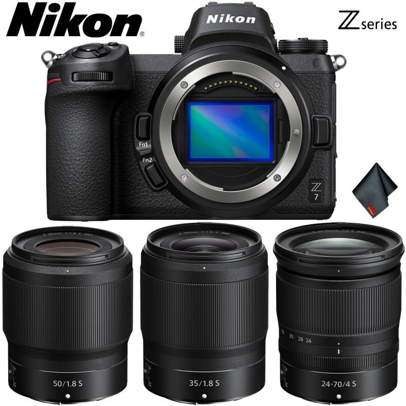 Nikon Z7 Mirrorless Digital Camera + NIKKOR Z 24-70mm f/4S Lens NIKKOR Z 35mm f/1.8 S Lens NIKKOR Z 50mm f/1.8 S Lens Intl Model