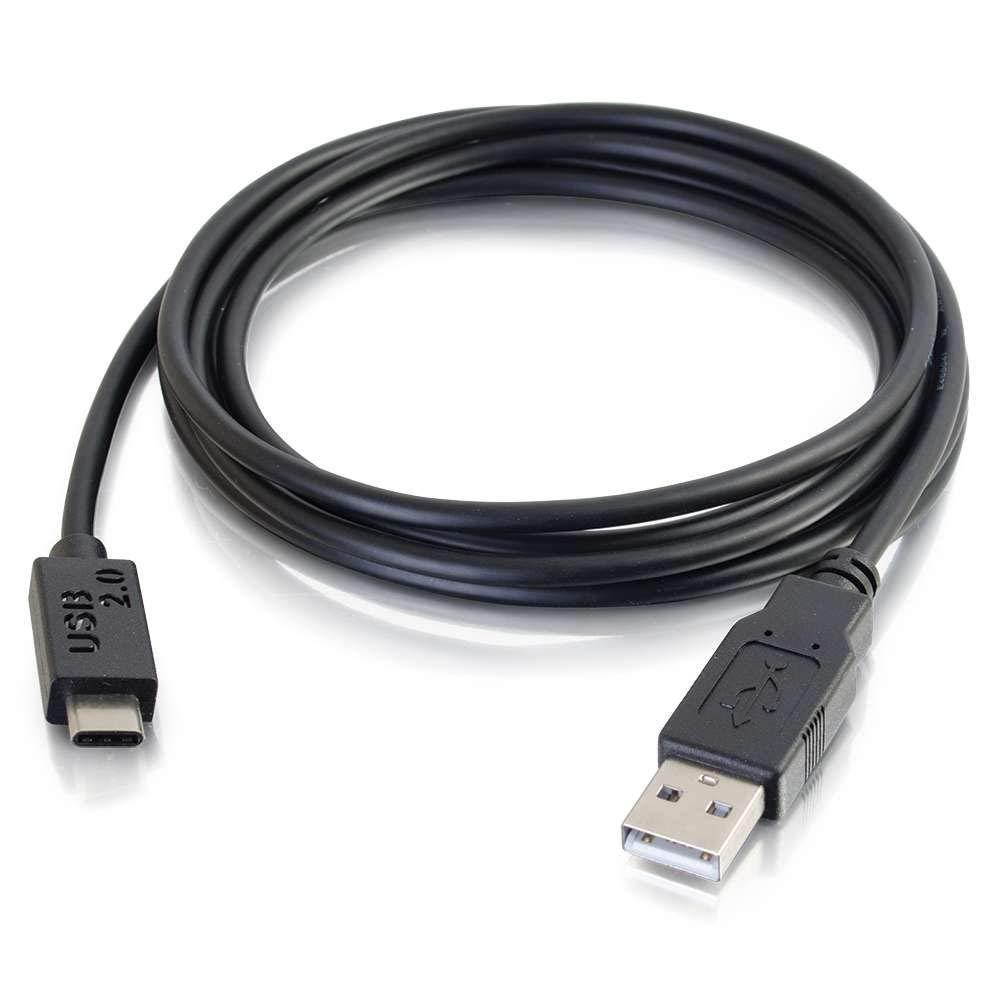 C2G/Cables to Go 28871 USB 2.0 USB-C to USB-A Cable, Male to Male (6 Feet) Thunderbolt 3, Tablet, Chromebook Pixel, Samsung Galaxy TabPro S, LG G6, MacBook