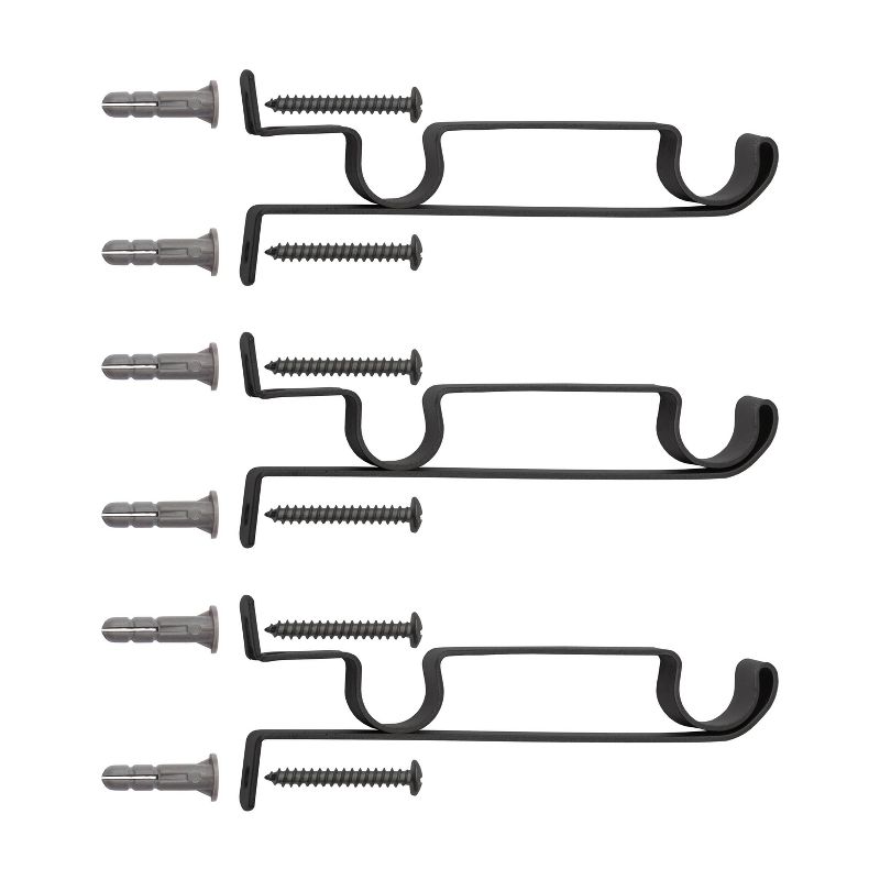 66"-120" Ball Standard Decorative Window Double Curtain Rod Matte Black- Kenney