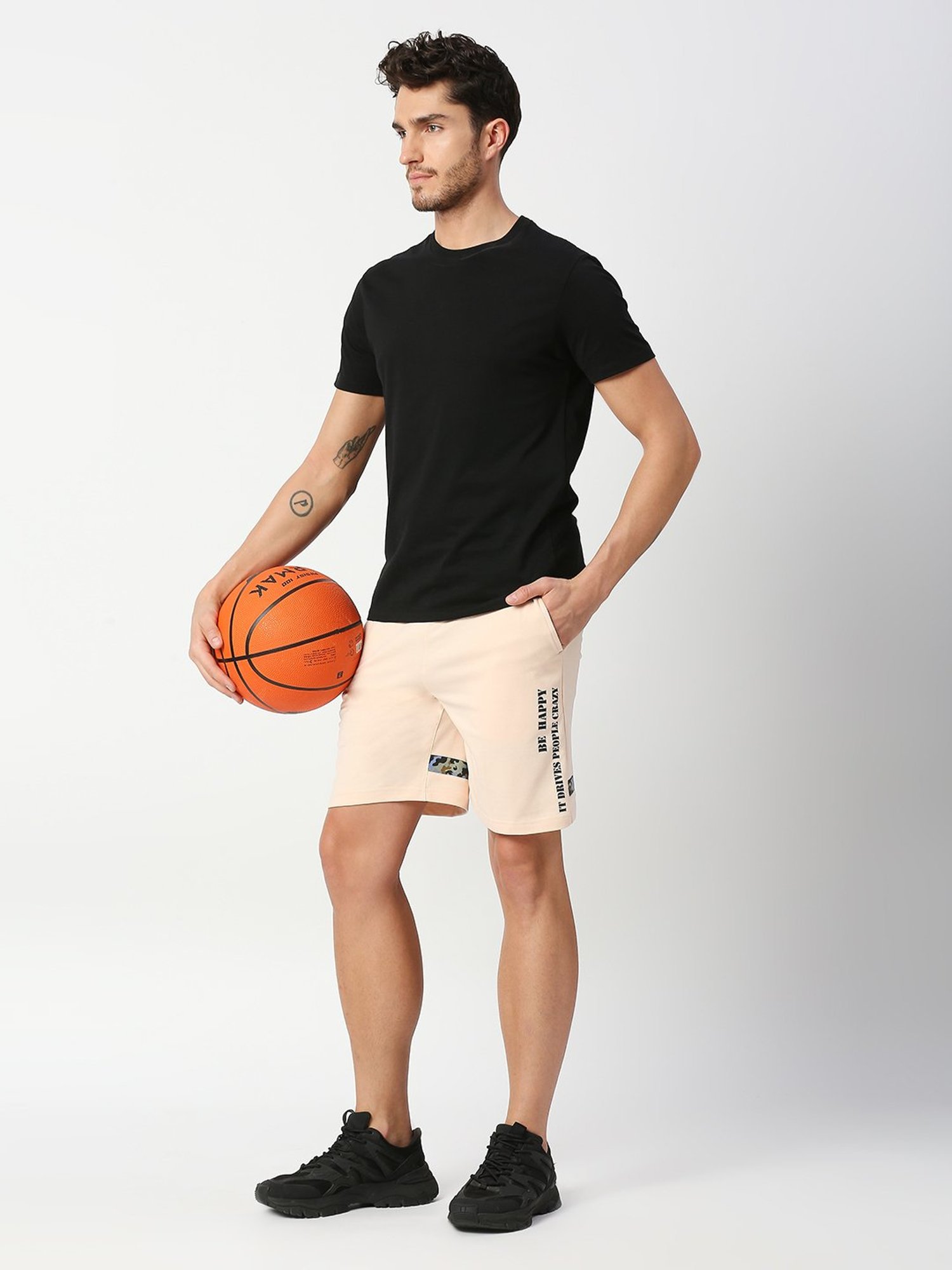 Fitz Peach Slim Fit Printed Shorts