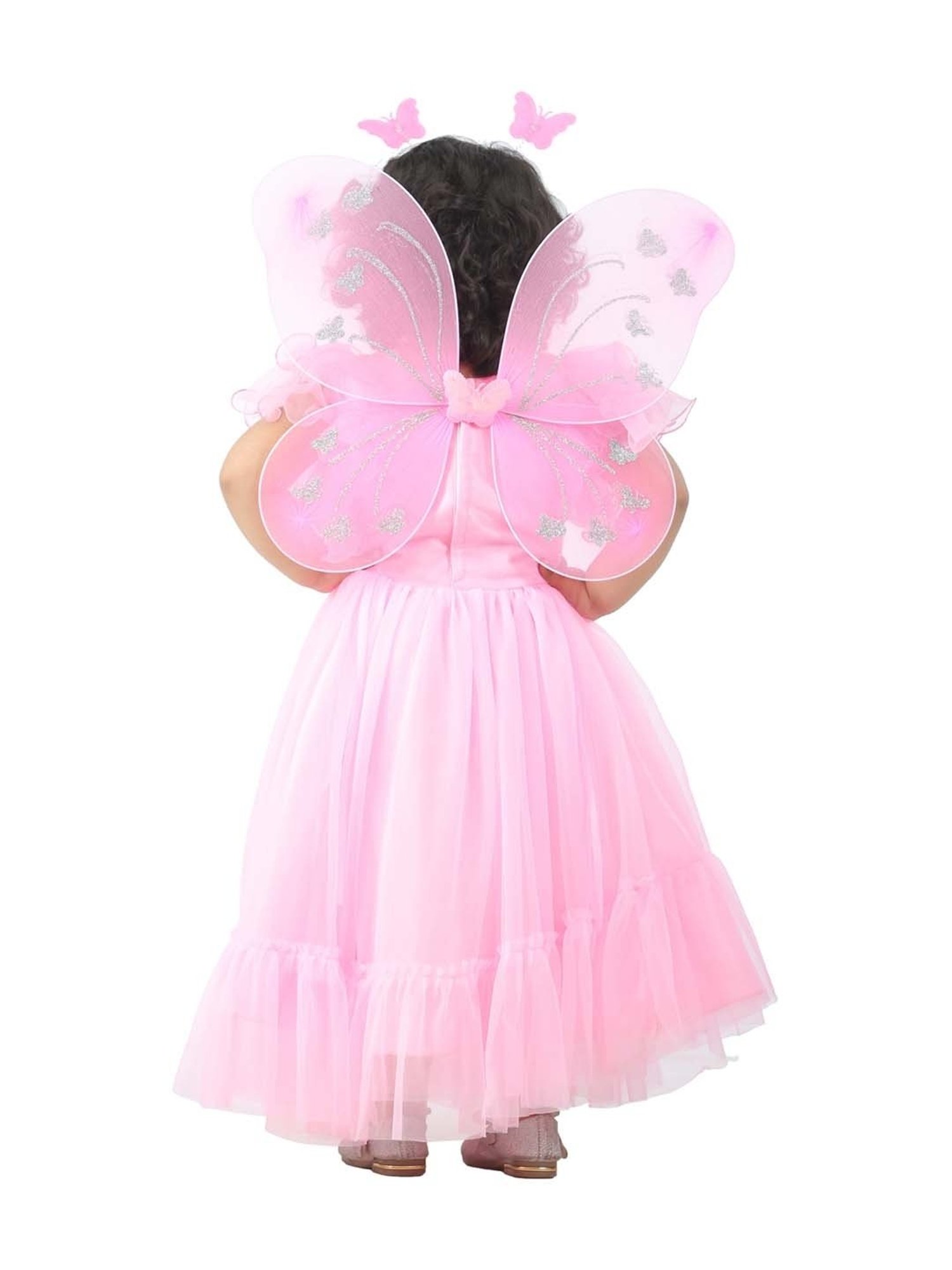 Ahhaaaa Kids Pink Cotton Embellished Dress