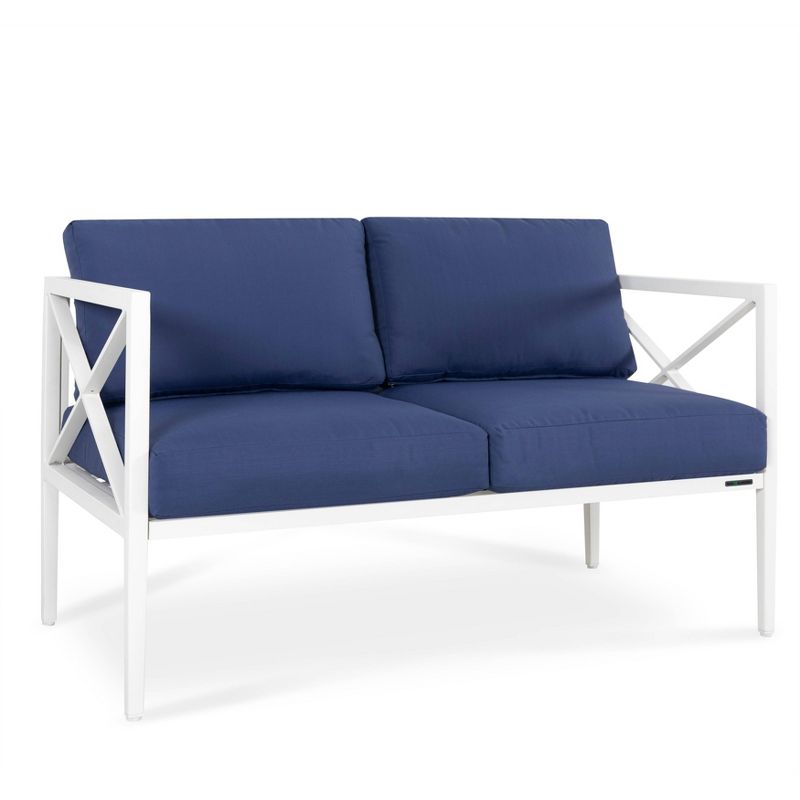 4pc Outdoor Aluminum Sofa Set White & Blue - Nuu Garden