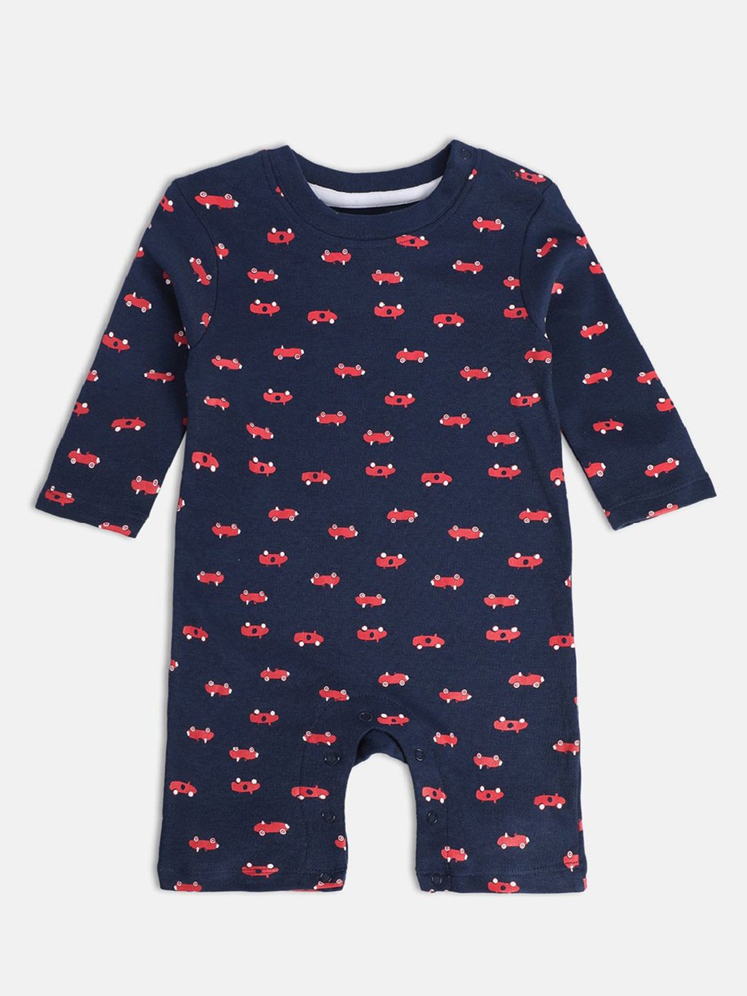MINIKLUB Kids Navy & Pink Printed Full Sleeves Romper (Pack Of 2)