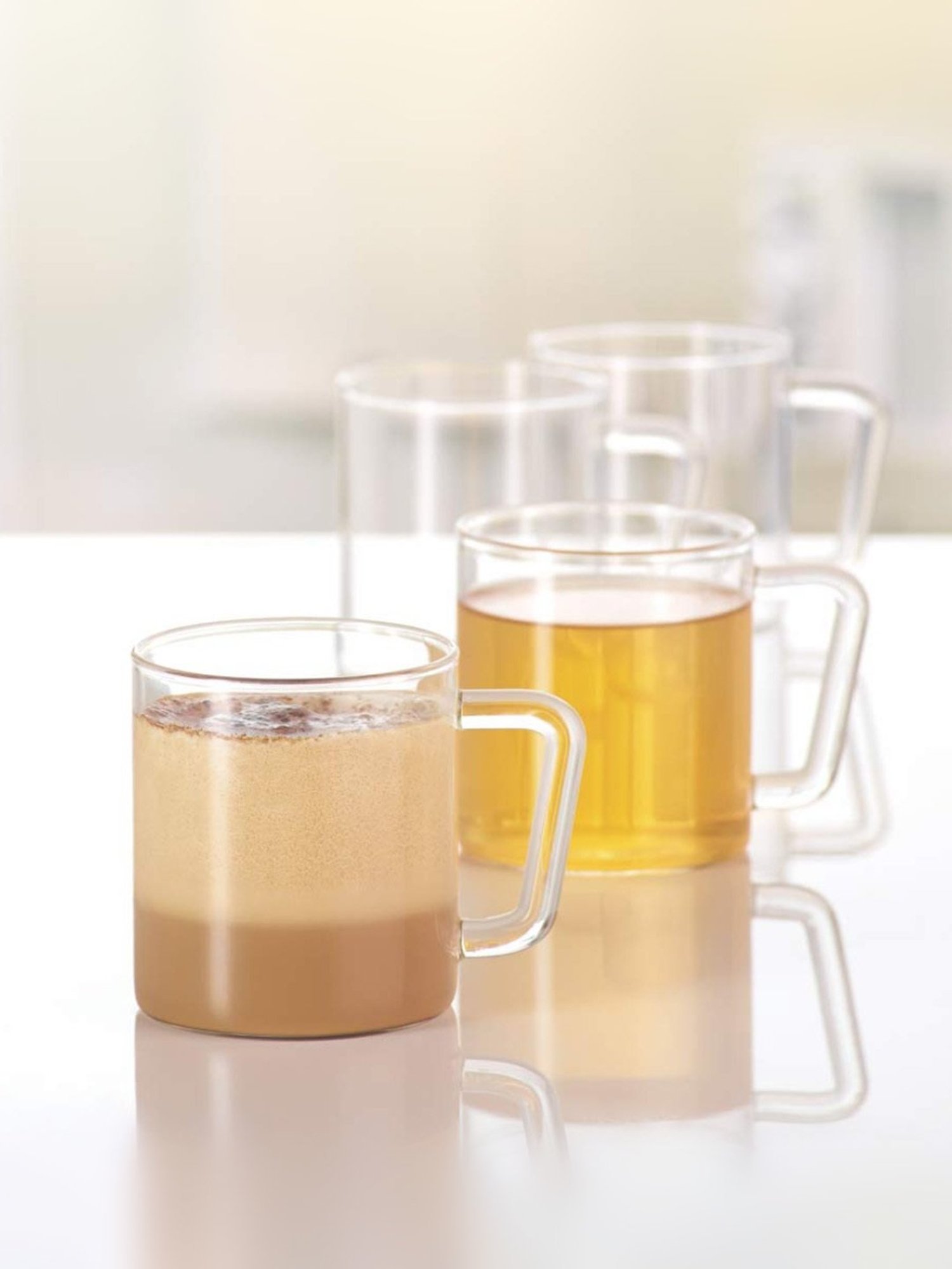 Borosil Transparent Glass Tea & Coffee Mug - Set of 4 (305 ml)