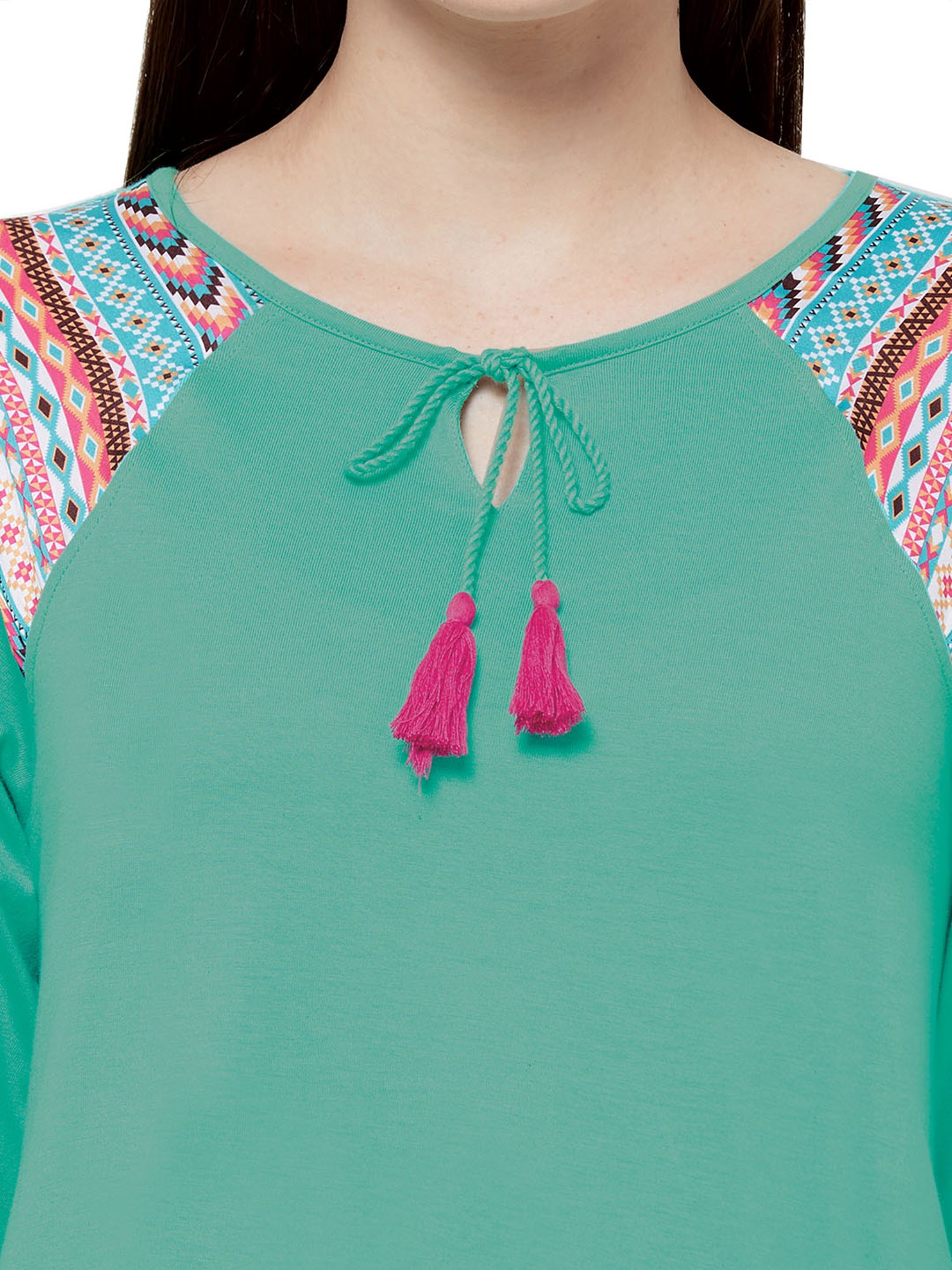 Soie Green Round Neck Nighty