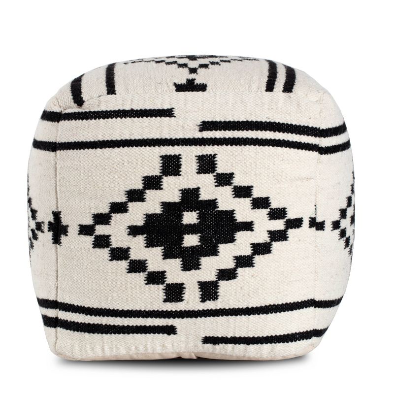 Noir Noor Pouf Black/White Geometric - Anji Mountain