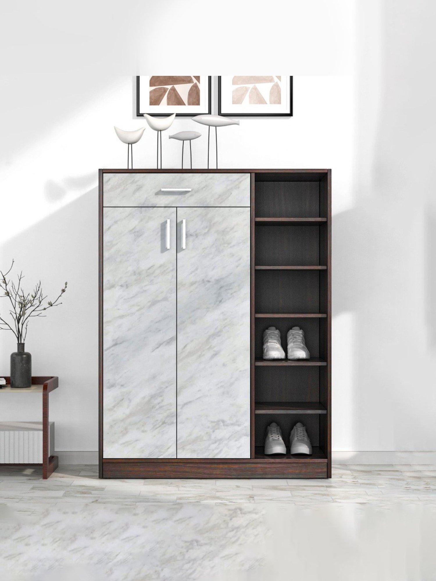 Nilkamal Cresta Grey & Beige Engineered Wood Shoe Cabinet