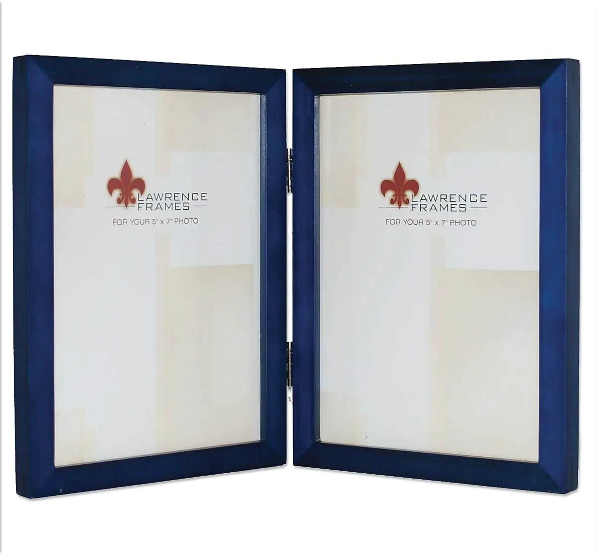 Lawrence Frames 755757D Lawrence Frames 5x7 Hinged Double Blue Wood Picture Frame - Gallery Collection