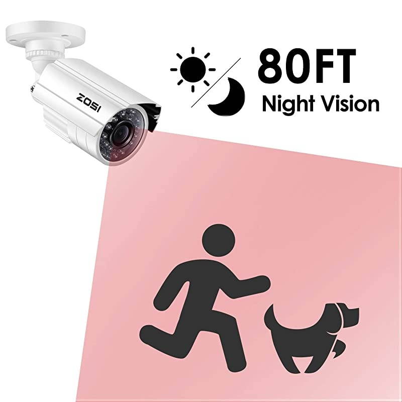 4 Pack 2MP 1080p HDTVI Home Security Camera Outdoor Indoor 1920TVL36PCS LEDs120ft Night Vision 105&deg;View Angle Weatherproof Surveillance CCTV Bullet Camera Black Color