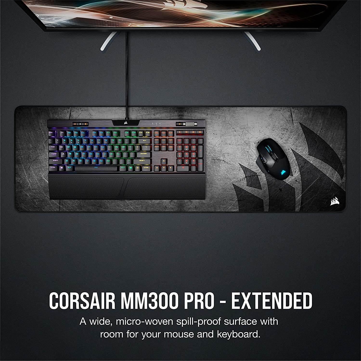 Corsair MM300 PRO Premium Spill-Proof Cloth Gaming Mouse Pad ?C Extended - Multicolor