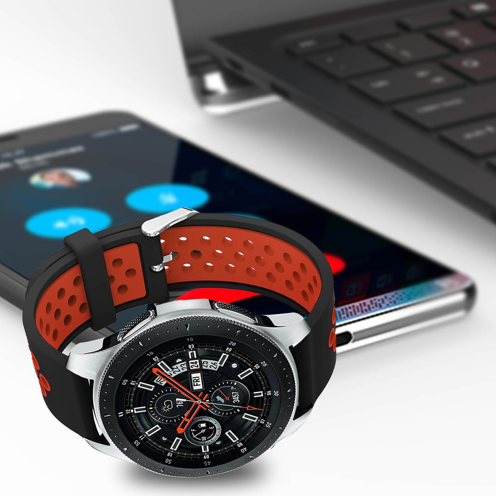 Samsung Galaxy Watch 46mm breathable silicone replacement bracelet - Black/Red