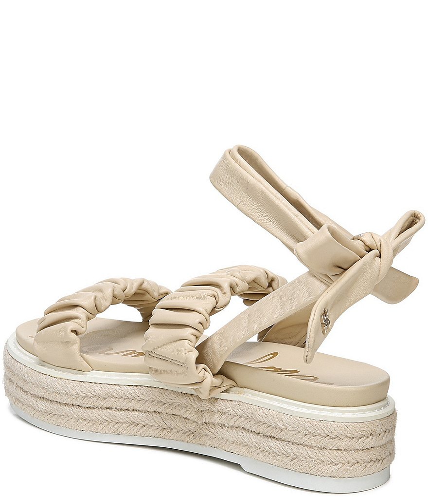 Sam Edelman Kerin Ruched Leather Espadrille Platform Sandals