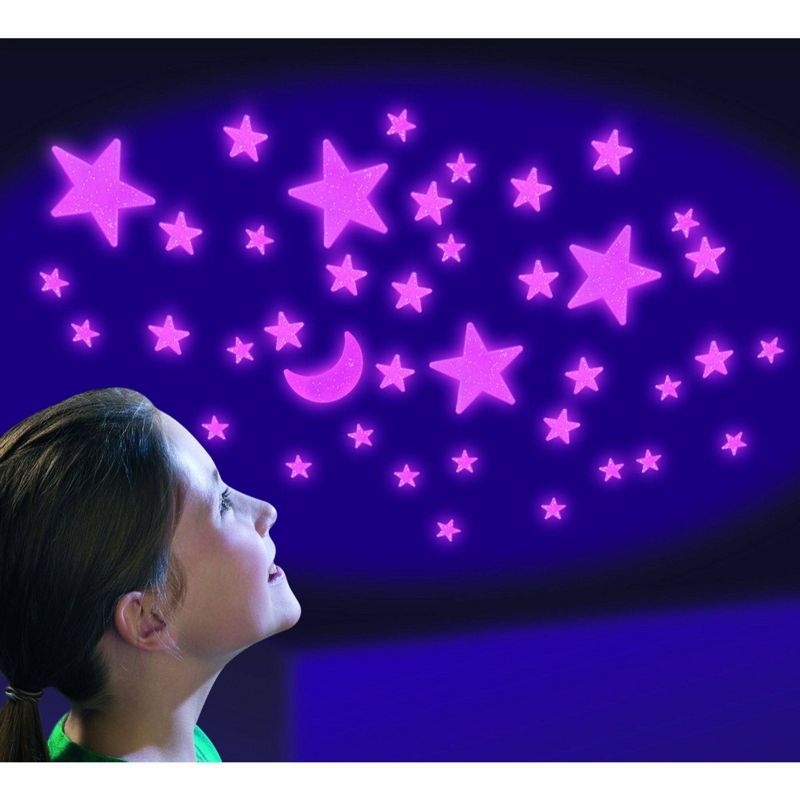 The Original Glowstars Glow-In-The-Dark Pink Glitter Moon and Stars Set