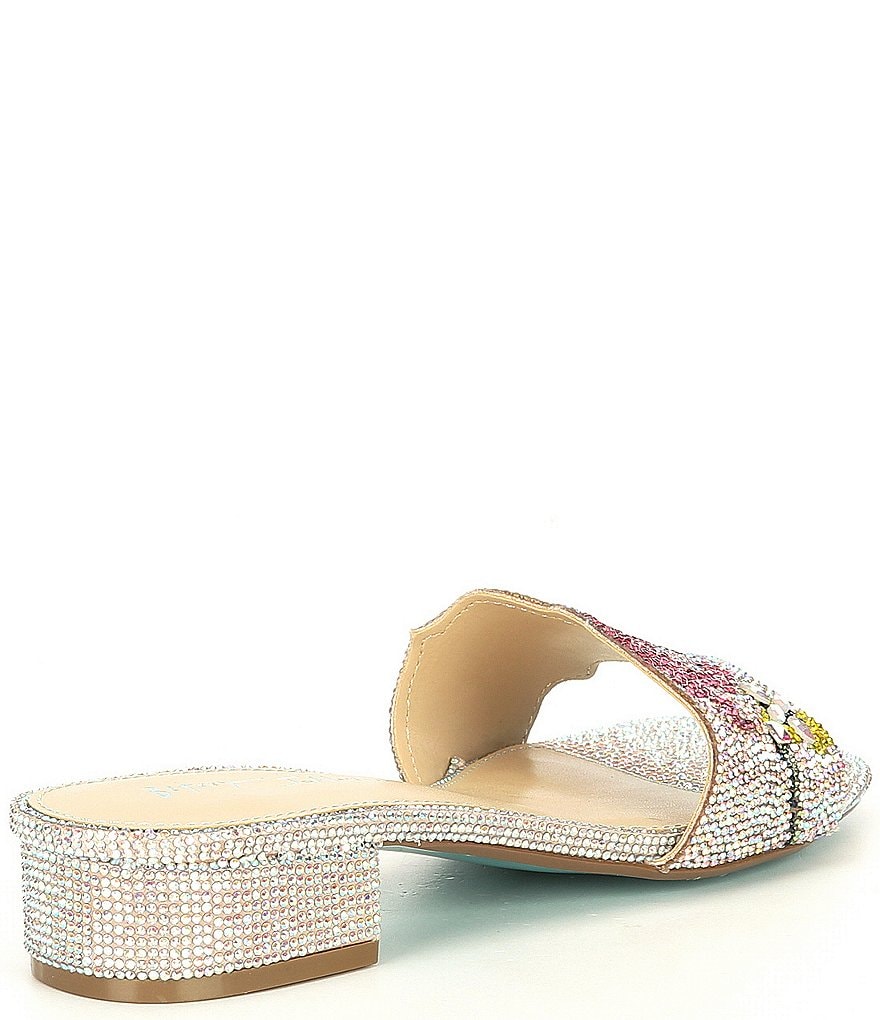Blue by Betsey Johnson Lins Rhinestone Embellished Dress Slides