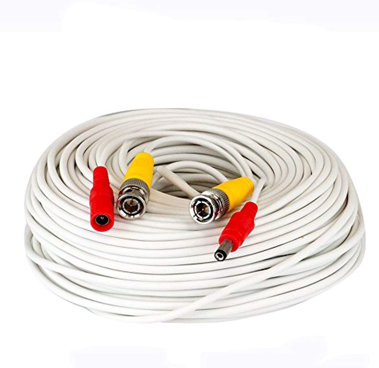 150 feet pre-made all-in-one bnc video and power extension cable with connector for cctv security camera (white, 150 feet)