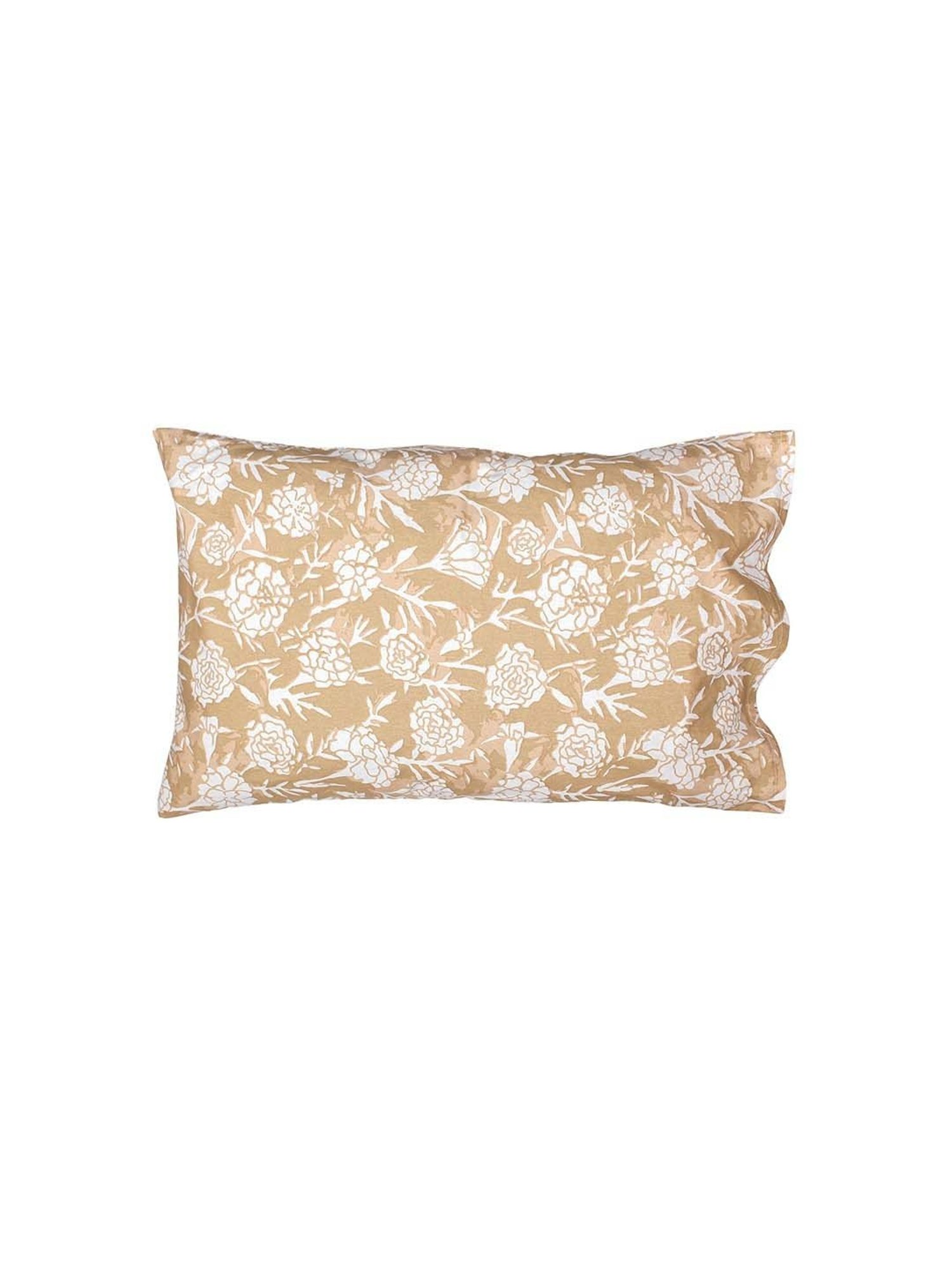 House This Genda Phool Beige 150 TC Cotton Fitted Bedsheet with 2 Pillow Covers