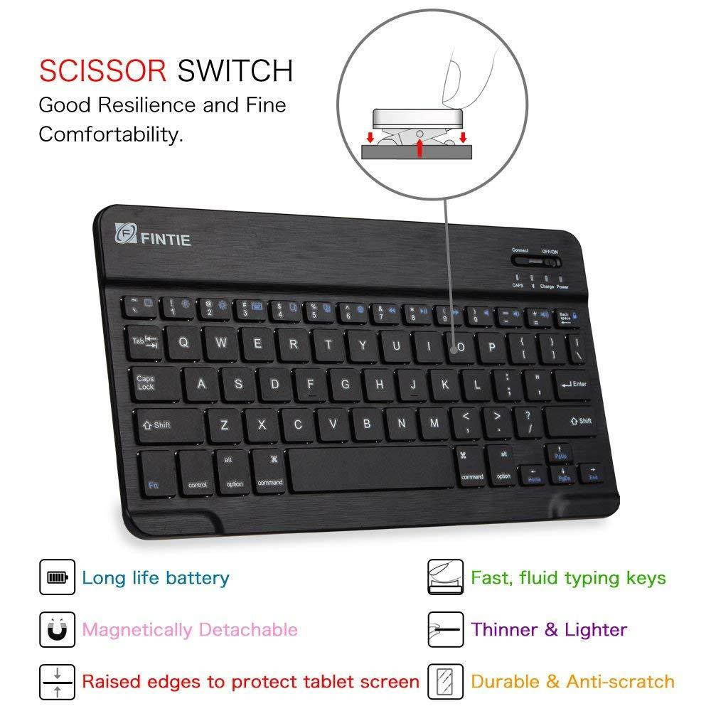 Fintie iPad 9.7 2018 Keyboard Case with Built-in Pencil Holder, [SlimShell] Soft TPU Back Protective Stand Cover with Magnetically Detachable Wireless Bluetooth Keyboard for Apple iPad 6th Gen, Black