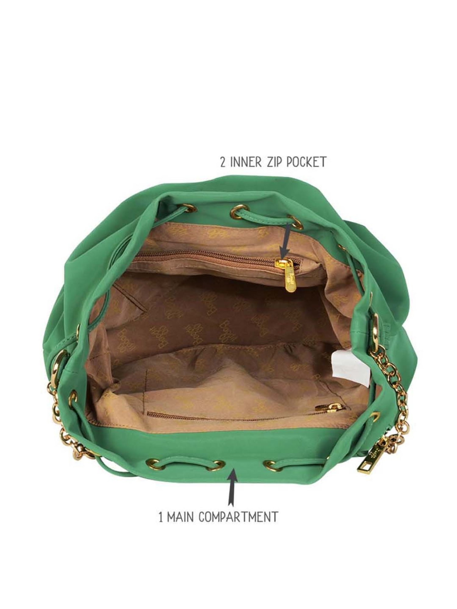 Baggit Green Solid Medium Backpack