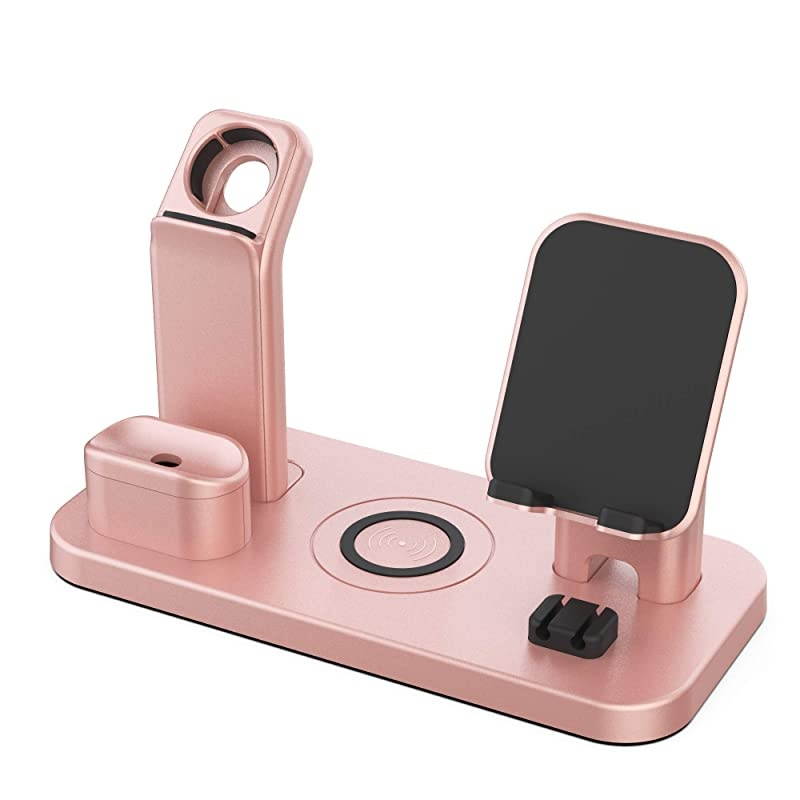 Wireless Charger Stand  4 in 1 Wireless Charging Station Dock Compatible with iPhone Series121111proXrXsXMax88Plus Apple Watch6543 AirPods Pro12iWatch Charger Required