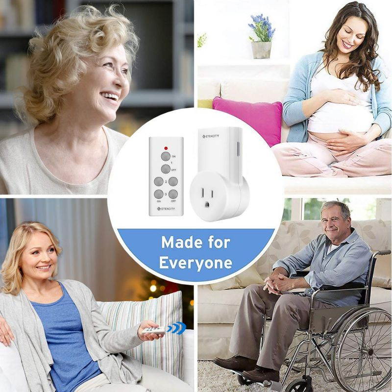 Etekcity Remote Control Outlet Wireless Remote Light Switch for Lights, Lamps, Fans, Household Appliances, Up to 100 ft. Range, FCC, ETL Listed (Learning Code, 3Rx-1Tx)