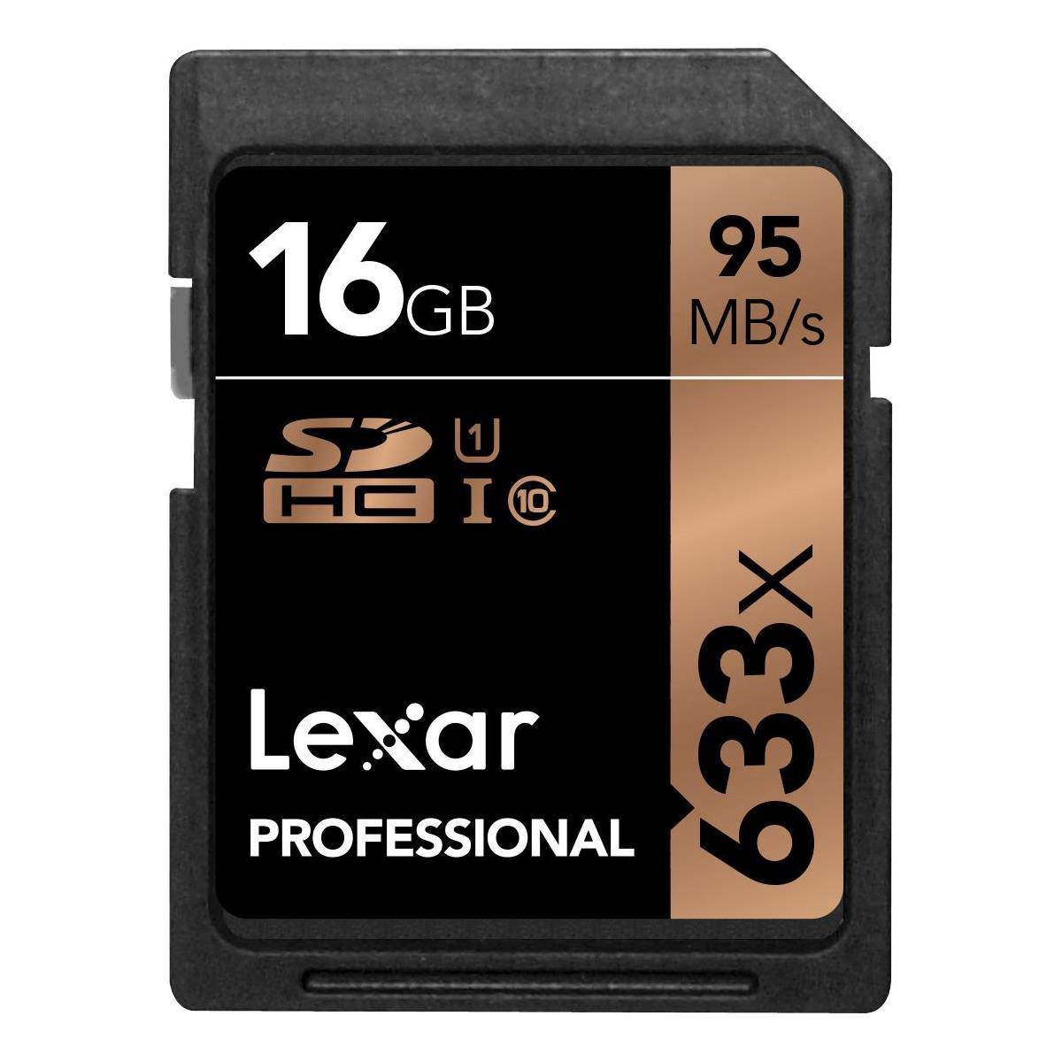 Lexar 16GB Professional Class 10 UHS-I U1 633x SDHC Memory Card #LSD16GCB1NL633