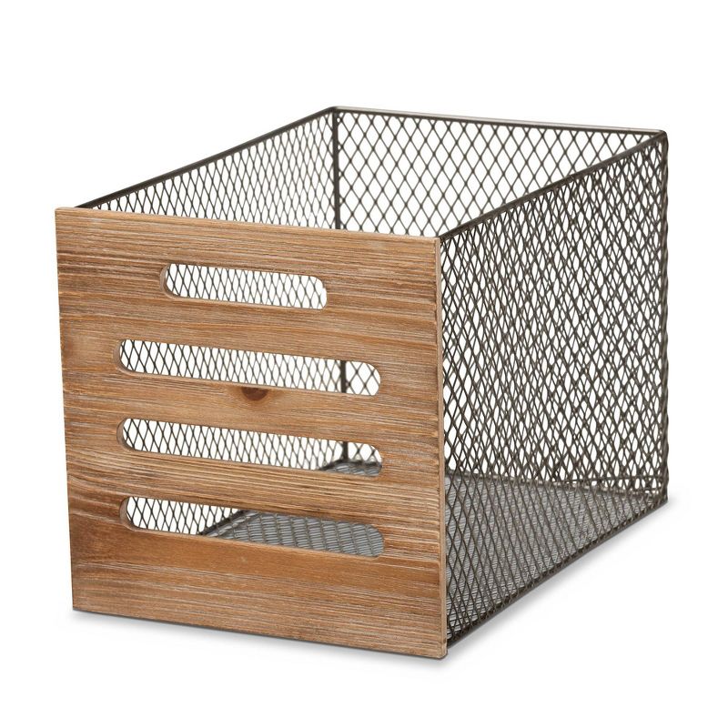 Aila Farmhouse Wood and Metal Kitchen Storage Cabinet Brown/Black - Baxton Studio