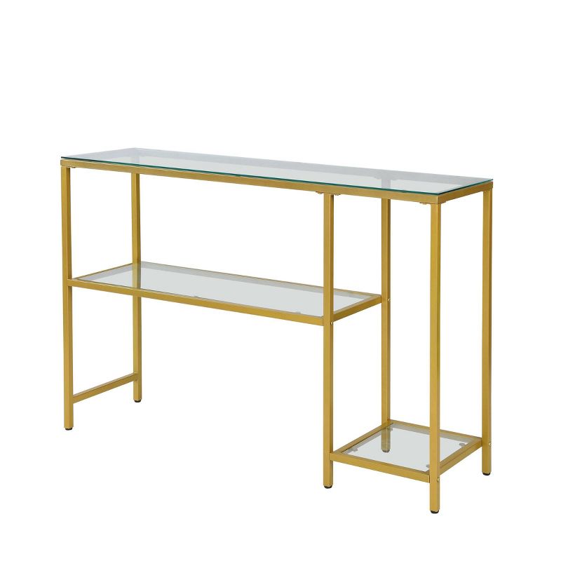 Rayna Console Table with Shelves Gold - Carolina Chair & Table