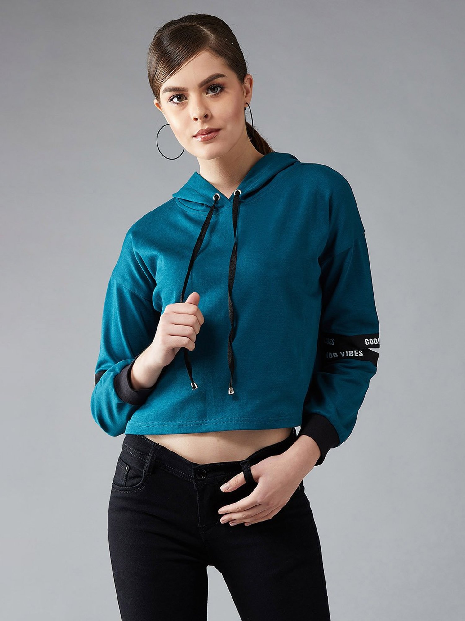 DOLCE CRUDO Turquoise Cotton Sweatshirt