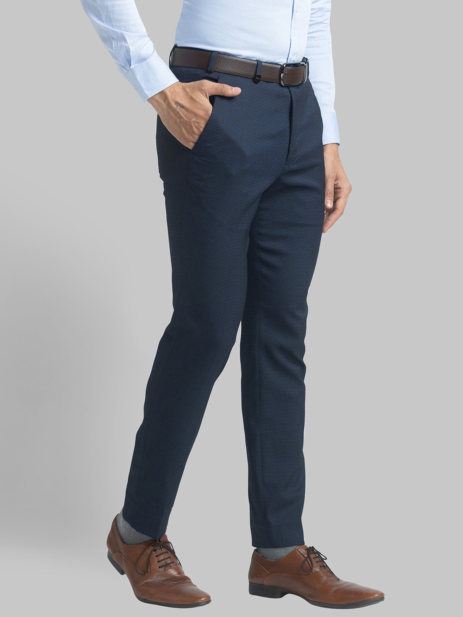 Park Avenue Blue  Regular Fit Trousers