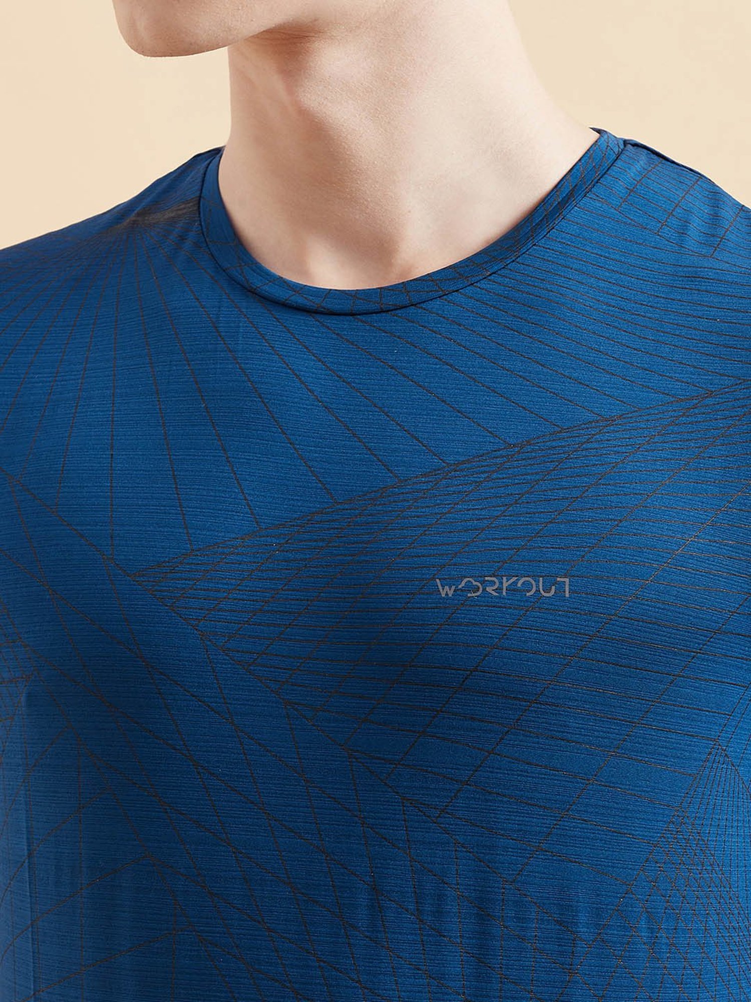 Sweet Dreams Teal Regular Fit Geometric Print Sports T-Shirt