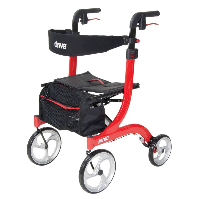 Drive Medical Nitro Euro Style Walker Rollator, Red