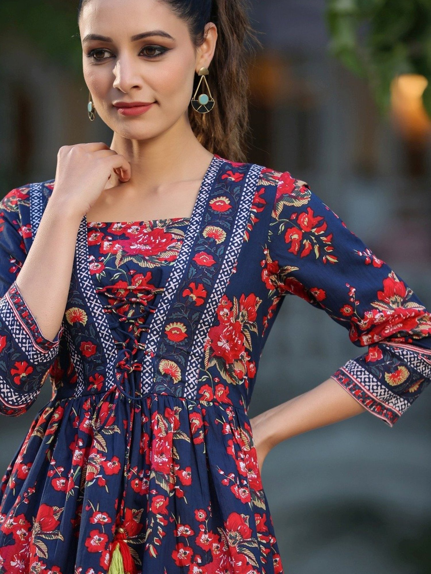 Rain and Rainbow Blue Cotton Printed Top