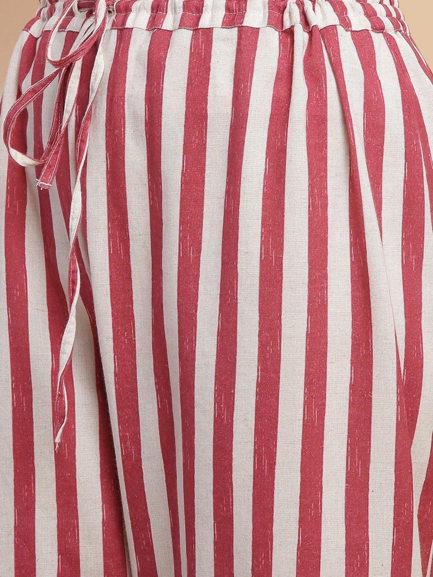 Biba Beige Check Kurta & Palazzo Set