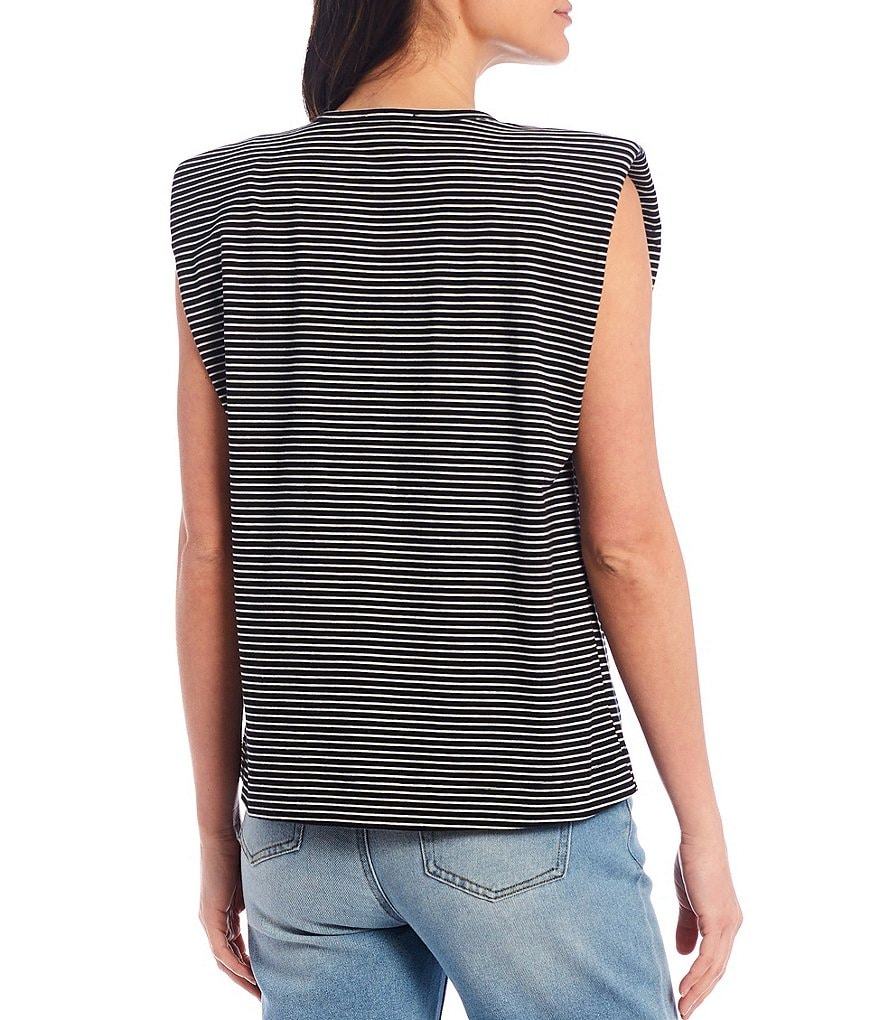 Gibson & Latimer Stripe Shoulder Pad Knit Tee