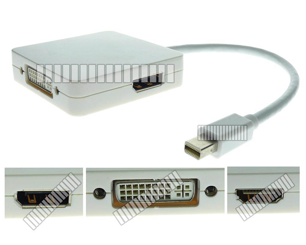 3in1 Mini Displayport DP to HDMI DVI & Displayport DP Adapter Cable Converter Connector for Apple MacBook MacBook Pro Mac Book Air MB418 MB466 MB467 MB470 MC026 MB471 MB604 MB543 MB940 MB990