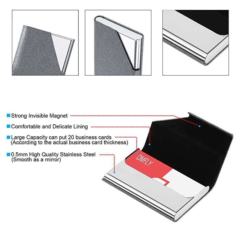 Card Holder, Metal Card Case Pocket, Card Holder for Women & Men, Professional PU Leather Card Holders Name Card Holder Purse Card Case with Magnetic Closure, Black-xbz