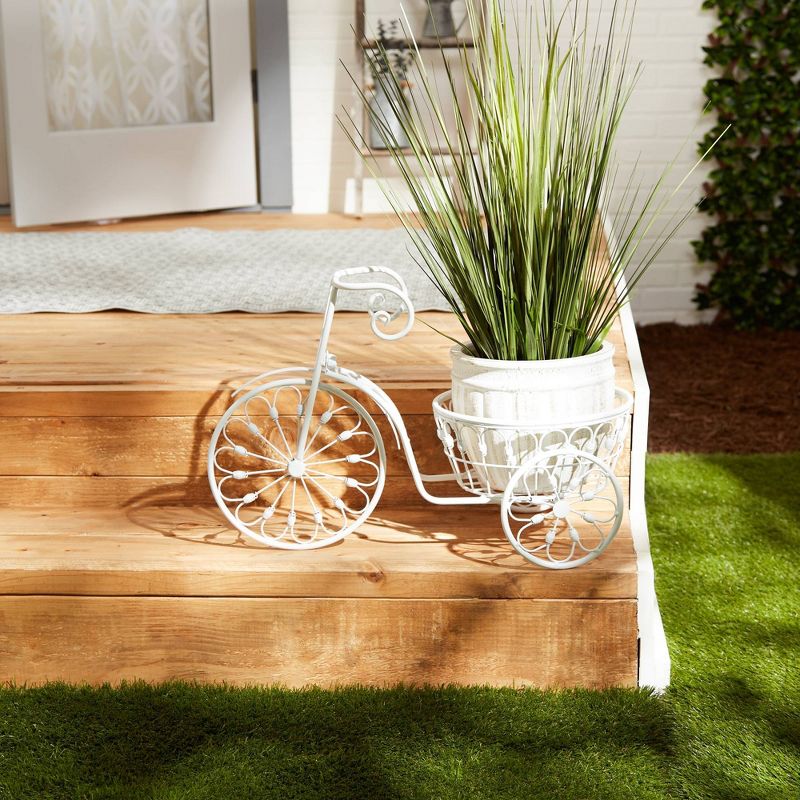 11.2" Indoor/Outdoor Iron Bicycle Planter White - Zings & Thingz
