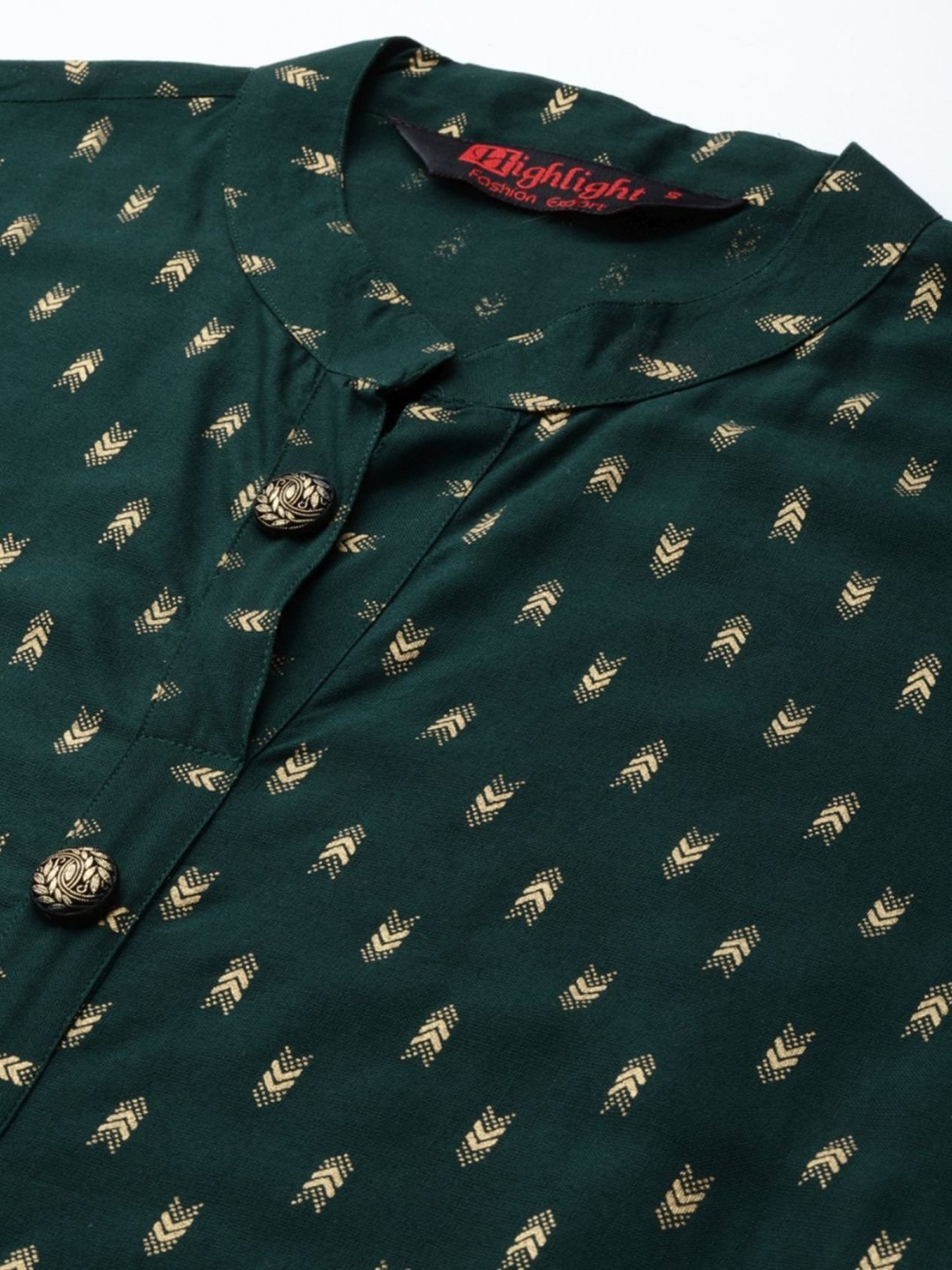 HIGHLIGHT FASHION EXPORT Green Printed Straight Kurti