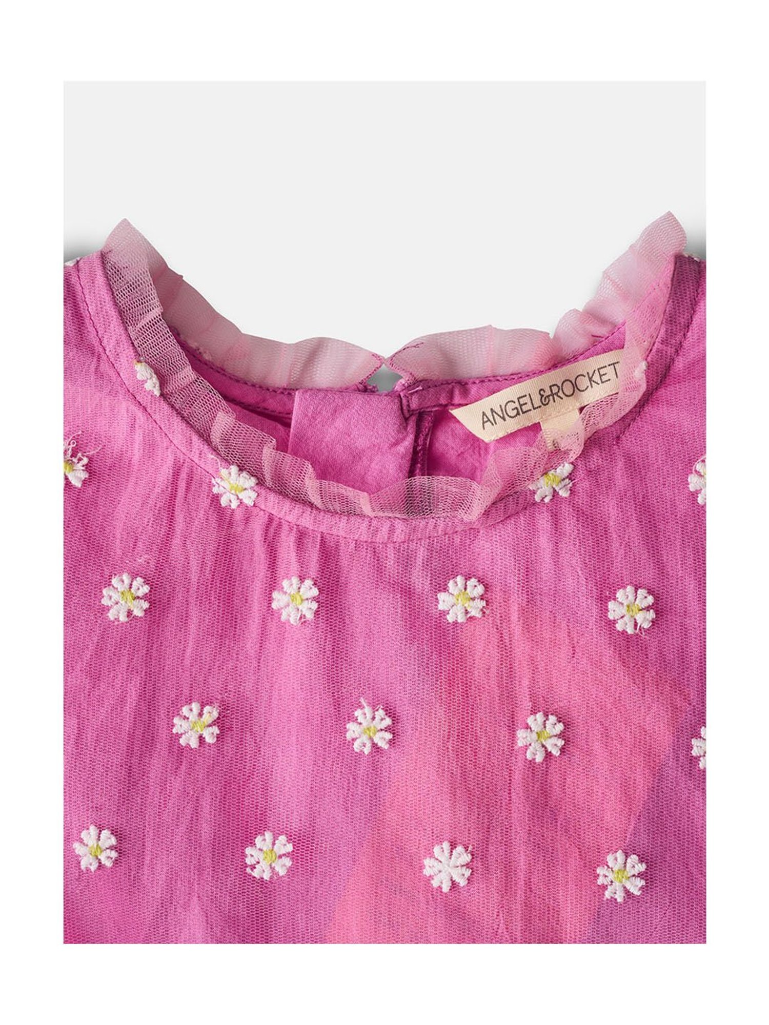 Angel & Rocket Kids Pink Embroidered Full Sleeves Dress