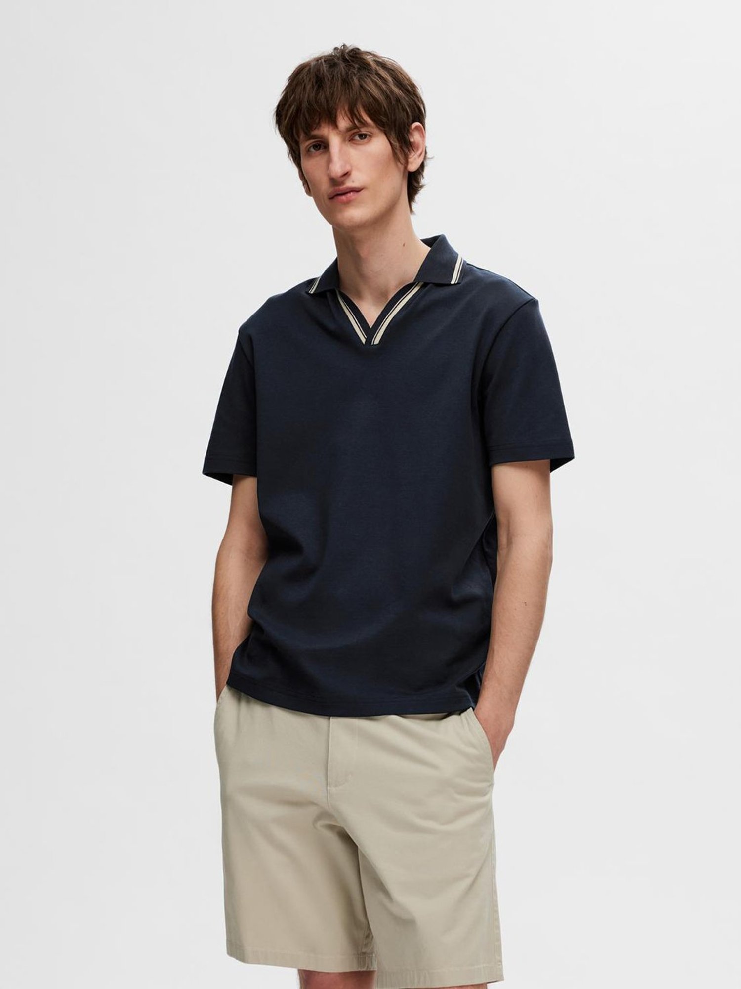 SELECTED HOMME Blue Regular Fit Cotton Polo T-Shirt