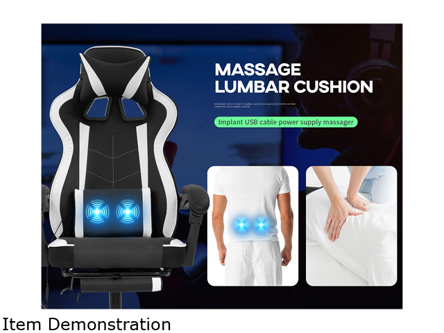 PC Gaming Chair Home Office Chair Racing Computer Chair with Lumbar Support Reclining Armrest Foot Rest Rolling Swivel PU Leather Ergonomic Task Desk Chair for Men(White)