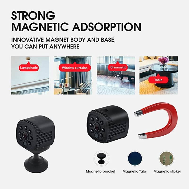 Camera, Mini Spy Hidden Camera, Full HD 1080P Portable Small Wireless Camera with Night Vision,Video Record and Motion Detection for Home, Car, Drone, Office and Outdoor Use