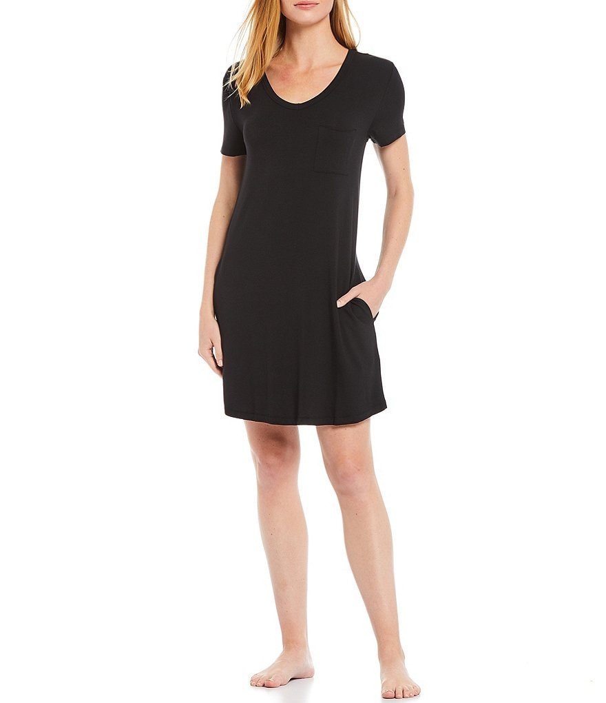 Half Moon By Modern Movement Solid Jersey Knit Lounge Tunic Dress