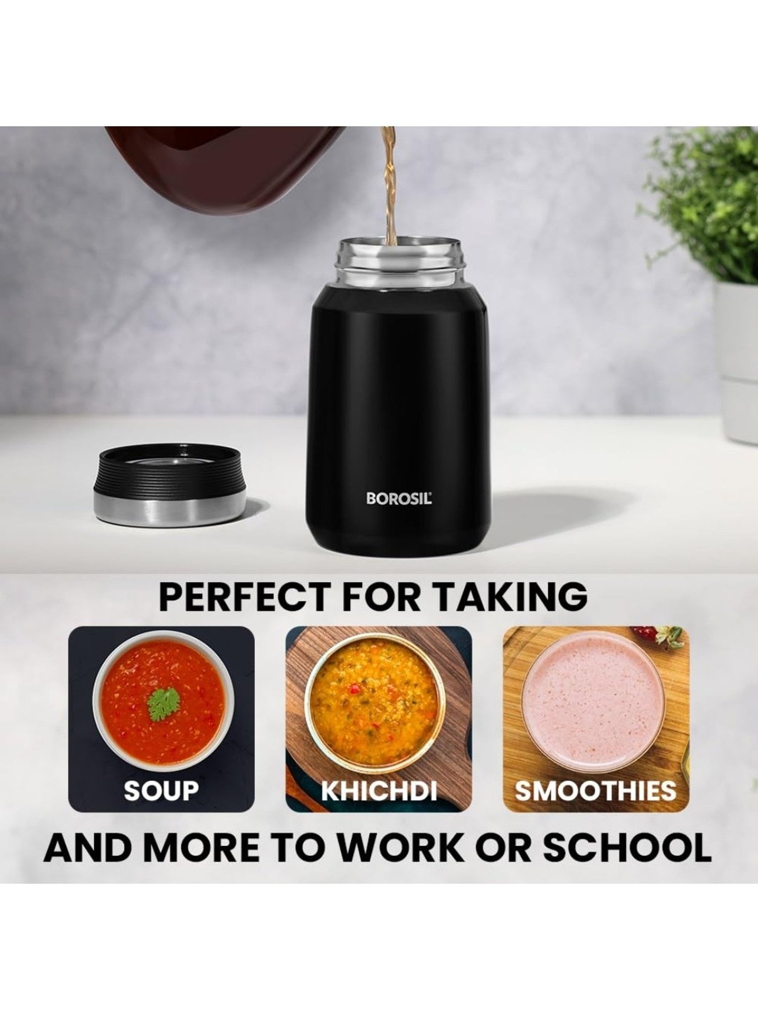 Borosil ?Black Stainless Steel Flasks (500 ML)