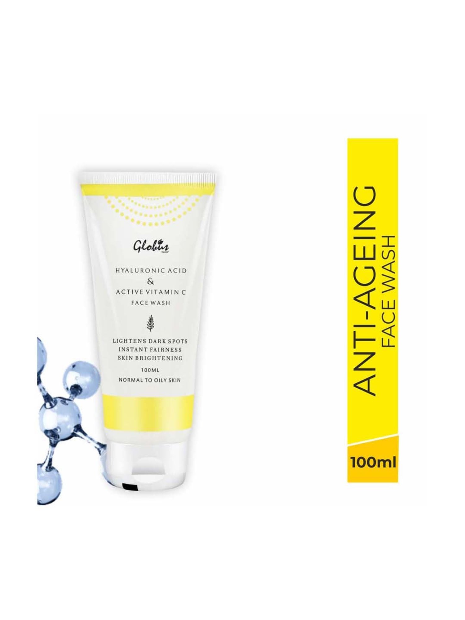 Globus Naturals Hyaluronic Acid & Vitamin C Anti Aging Face Wash - 100 ml