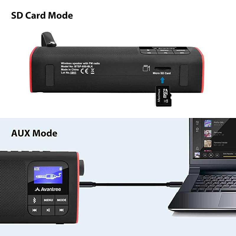 SP850 Rechargeable Portable FM Radio with Bluetooth Speaker and SD Card MP3 Player 3-in-1, Auto Scan Save, LED Display, Small Handheld Pocket Battery Operated Wireless Radio (No AM)