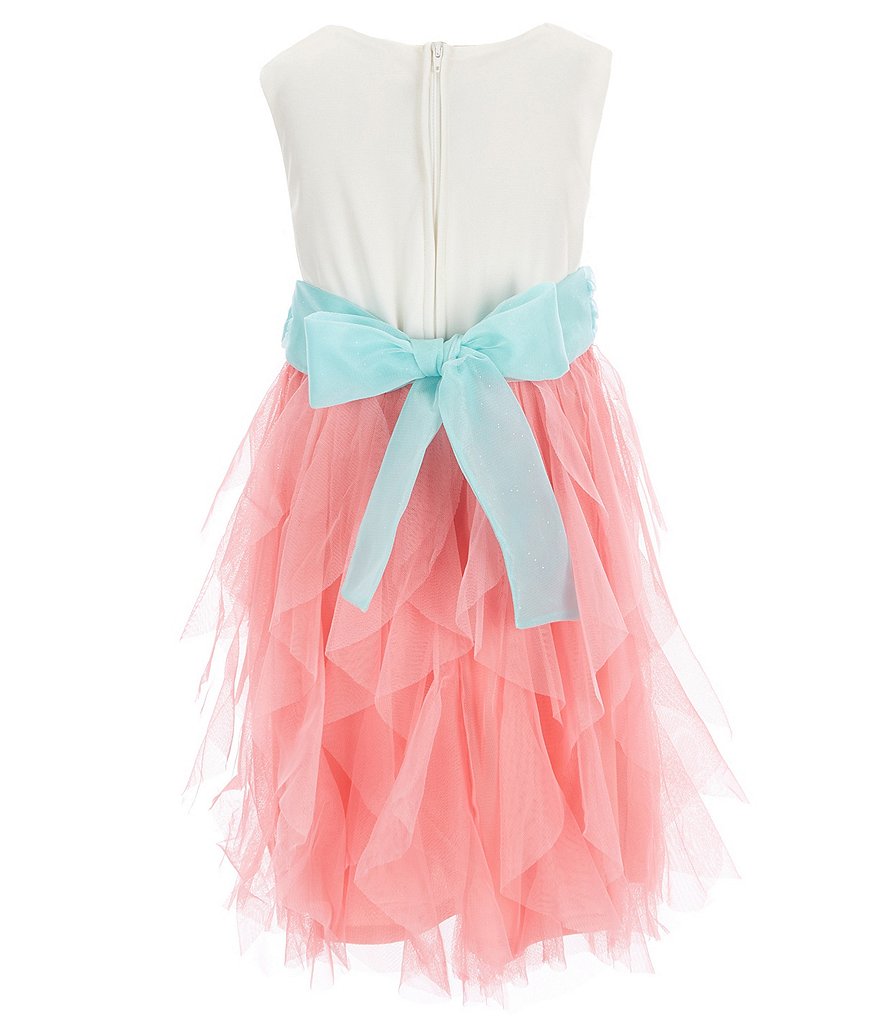 Pippa & Julie Little Girls 2T-6X Floral/Clip-Dot Tiered Fit-And-Flare Dress