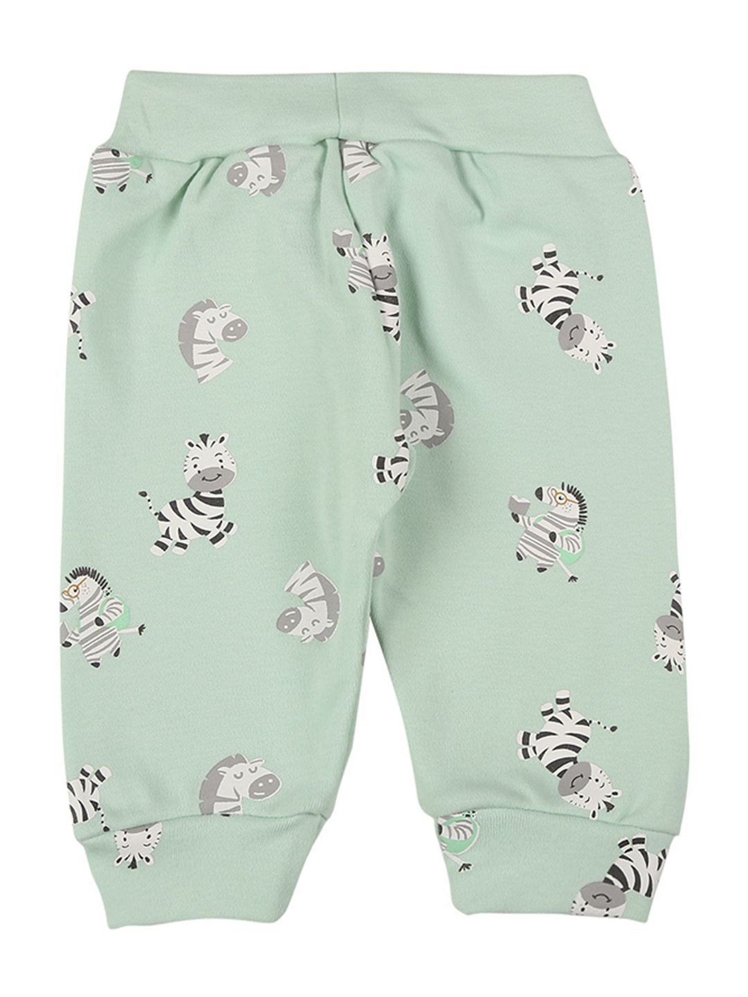 Mee Mee Kids Green & Grey Cotton Printed Joggers (Pack of 3)