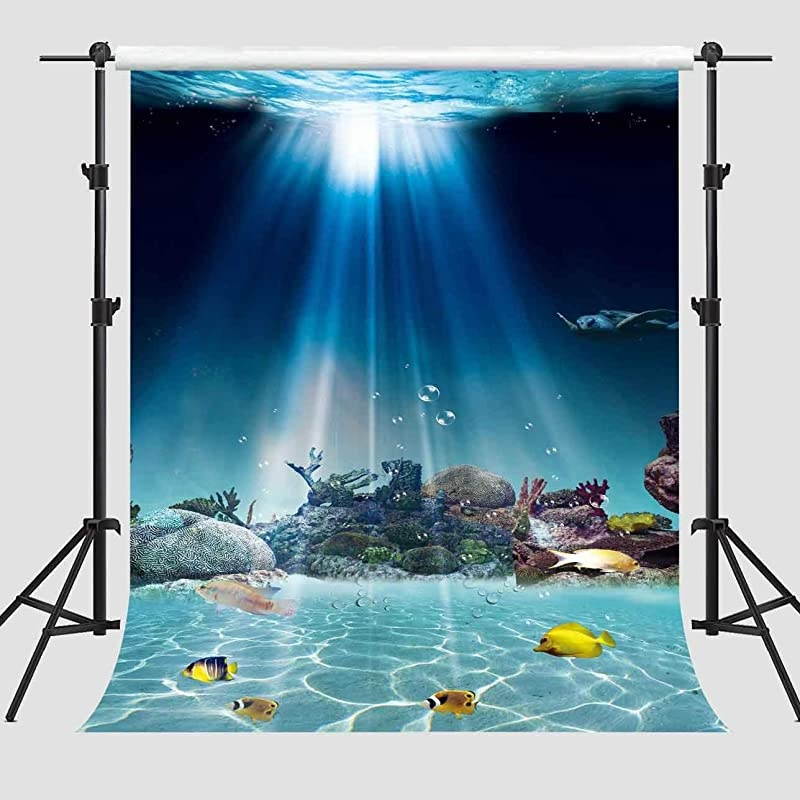 5x7ft Underwater World Backdrop Stonefish Turtle Plant Sunlight Sea Water Background Newborn Child Photo Studio Props Themed Party Curtain Background LXMT077